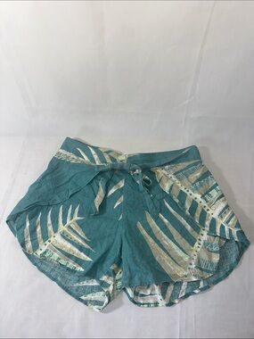 Patagonia Women’s M Hemp Tencel Wrap Shorts Teal Tropical Print Boho